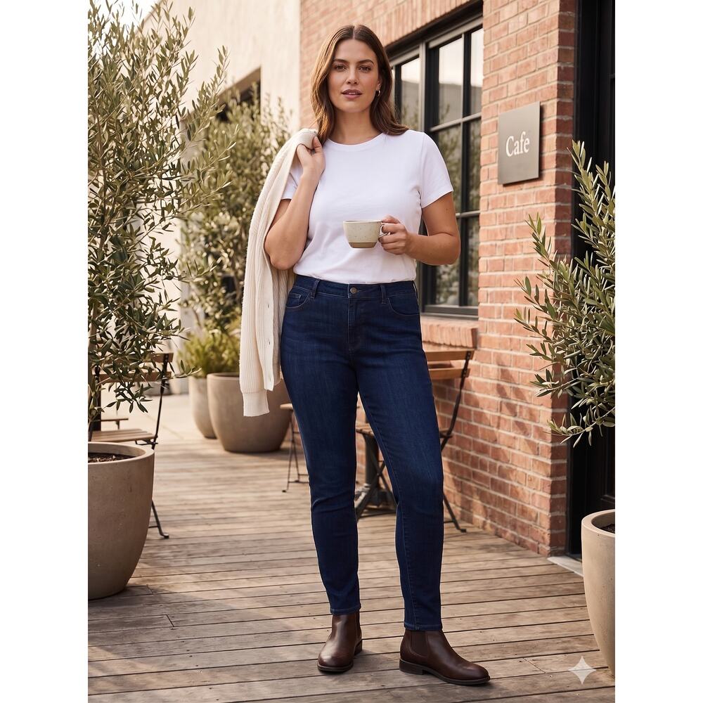 J.Jill Womens 16 Coastal Minimalist Staple Classic Stretchy Dark Denim Leggings - Picture 2 of 13